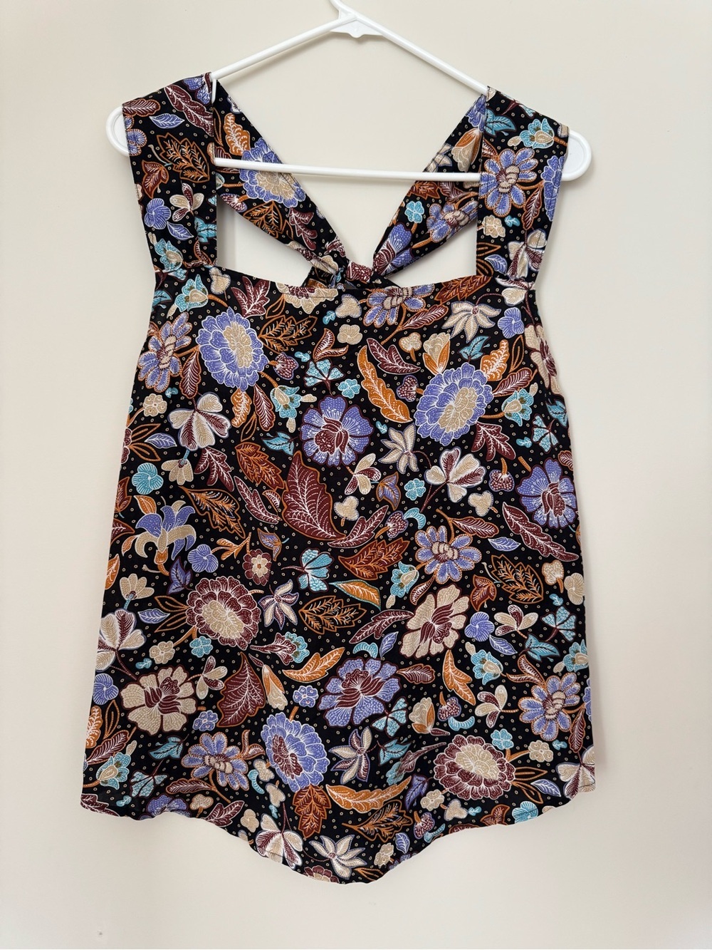 ANN TAYLOR Linen Blend Floral Knotted Tank M